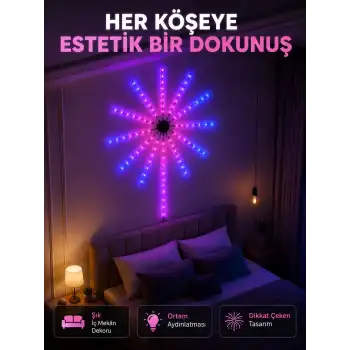 Telefon Kontrollü RGB Fireworks LED Işık Çok Renkli Dekoratif Duvar Lambası