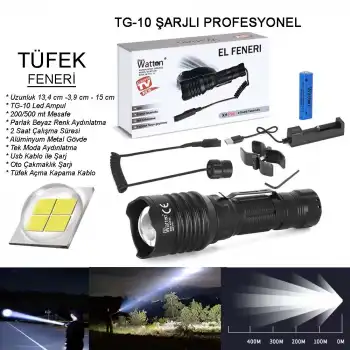 Tg-10 Şarjlı Profesyonel Av Feneri  Wt-620