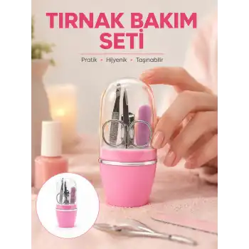 Tırnak Bakım Manikür Pedikür Seti 4 Parça Pembe Minimal ve Dayanıklı Yeni Nesil