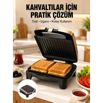 Tost Makinesi Yapışmaz Plaka 1500 Watt Güçlü Performans Yeni Nesil