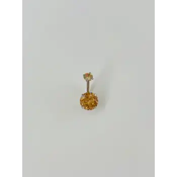 Turuncu Taşlı Göbek Piercing