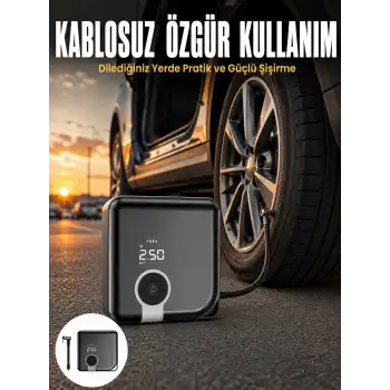 Type-C Şarj Girişli Diyafram Tip Kompresör Yeni Nesil