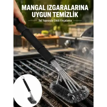 Uzun Saplı Izgara Temizleme Fırçası Çelik Telli Yeni Nesil