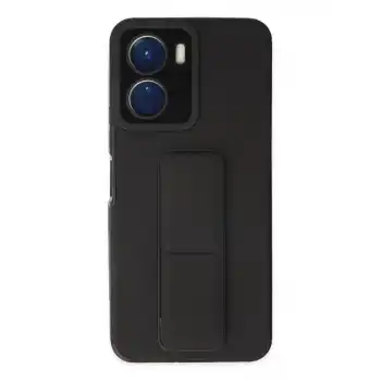 Vivo Y16 Kılıf Mega Standlı Silikon - Siyah
