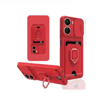 Vivo Y16 Kılıf Zuma Kartvizitli Yüzüklü Silikon - Kırmızı