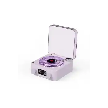 Waves Nostalji Plak Görünümlü Bluetooth Hoparlör 3d Ses Dalgası Retro Müzik Plak Mor