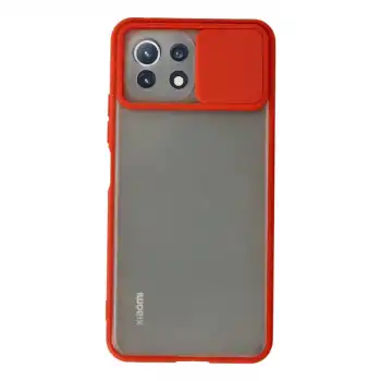 Xiaomi Mi 11 Lite Kılıf Palm Buzlu Kamera Sürgülü Silikon - Kırmızı