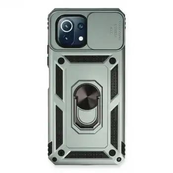 Xiaomi Mi 11 Lite Kılıf Pars Lens Yüzüklü Silikon - Yeşil