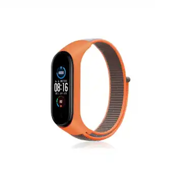 Xiaomi Mi Band 4 Hasırlı Cırtcırtlı Kordon - Turuncu-gri