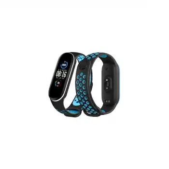 Xiaomi Mi Band 4 Spor Delikli Kordon - Siyah-turkuaz