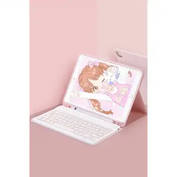 Xiaomi Pad 6 Kılıf Kc01 Smart Klavyeli Tablet Kılıfı - Pembe
