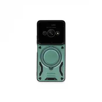 Xiaomi Poco C61 Kılıf Joy Lens Standlı Kapak - Koyu Yeşil