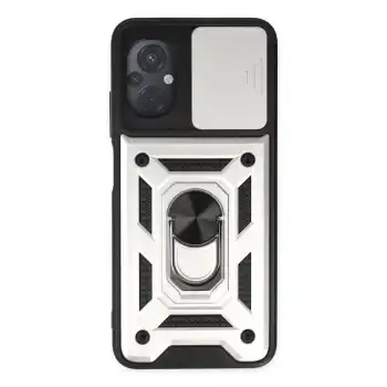 Xiaomi Poco M5 Kılıf Pars Lens Yüzüklü Silikon - Gümüş