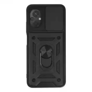 Xiaomi Poco M5 Kılıf Pars Lens Yüzüklü Silikon - Siyah