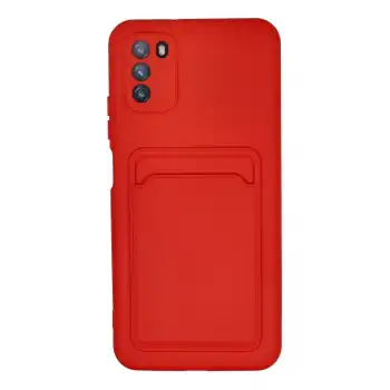 Xiaomi Pocophone M3 Kılıf Kelvin Kartvizitli Silikon - Kırmızı