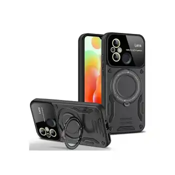 Xiaomi Redmi 12c Kılıf Joy Lens Standlı Kapak - Siyah