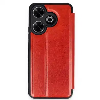 Xiaomi Redmi 13 4g Kılıf Flip Cover - Kırmızı