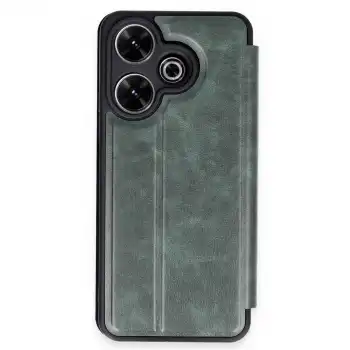 Xiaomi Redmi 13 4g Kılıf Flip Cover - Koyu Yeşil