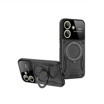 Xiaomi Redmi 13c Kılıf Joy Lens Standlı Kapak - Siyah