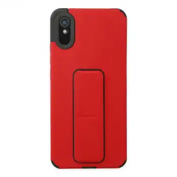Xiaomi Redmi 9a Kılıf Mega Standlı Silikon - Kırmızı