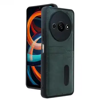 Xiaomi Redmi A3 4g Kılıf Sara Kartvizitli Deri Kılıf - Koyu Yeşil