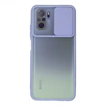 Xiaomi Redmi Note 10 Kılıf Palm Buzlu Kamera Sürgülü Silikon - Lila