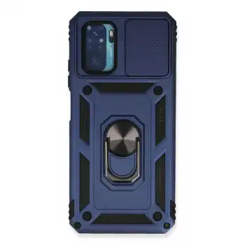Xiaomi Redmi Note 10 Kılıf Pars Lens Yüzüklü Silikon - Lacivert