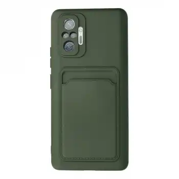 Xiaomi Redmi Note 10 Pro Kılıf Kelvin Kartvizitli Silikon - Koyu Yeşil
