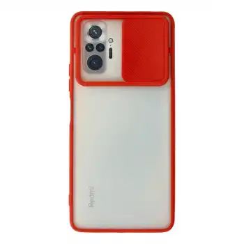 Xiaomi Redmi Note 10 Pro Kılıf Palm Buzlu Kamera Sürgülü Silikon - Kırmızı