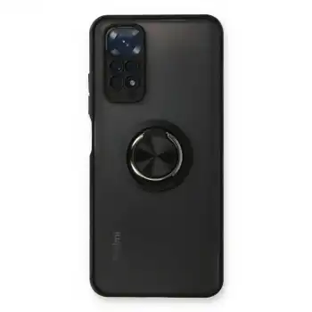 Xiaomi Redmi Note 11 Kılıf Montreal Yüzüklü Silikon Kapak - Siyah