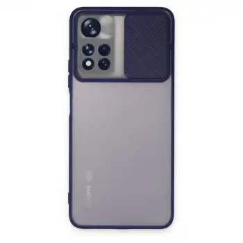Xiaomi Redmi Note 11t Kılıf Palm Buzlu Kamera Sürgülü Silikon - Lacivert