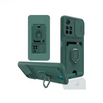 Xiaomi Redmi Note 11t Kılıf Zuma Kartvizitli Yüzüklü Silikon - Yeşil