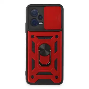 Xiaomi Redmi Note 12 5g Kılıf Pars Lens Yüzüklü Silikon - Kırmızı