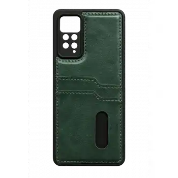 Xiaomi Redmi Note 12 Pro 4g Kılıf Sara Kartvizitli Deri Kılıf - Koyu Yeşil