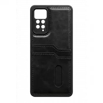 Xiaomi Redmi Note 12 Pro 4g Kılıf Sara Kartvizitli Deri Kılıf - Siyah
