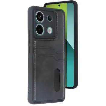 Xiaomi Redmi Note 13 Pro 4g Kılıf Sara Kartvizitli Deri Kılıf - Siyah