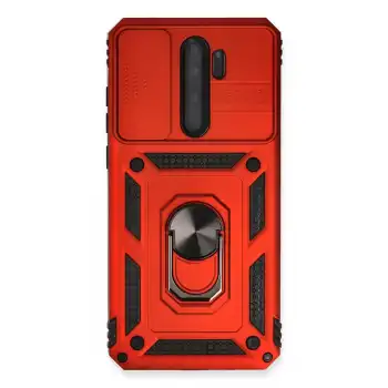 Xiaomi Redmi Note 8 Pro Kılıf Pars Lens Yüzüklü Silikon - Kırmızı