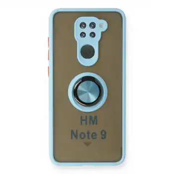 Xiaomi Redmi Note 9 Kılıf Montreal Yüzüklü Silikon Kapak - Buz Mavi