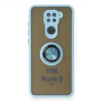 Xiaomi Redmi Note 9 Kılıf Montreal Yüzüklü Silikon Kapak - Buz Mavi