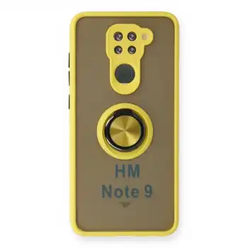 Xiaomi Redmi Note 9 Kılıf Montreal Yüzüklü Silikon Kapak - Sarı