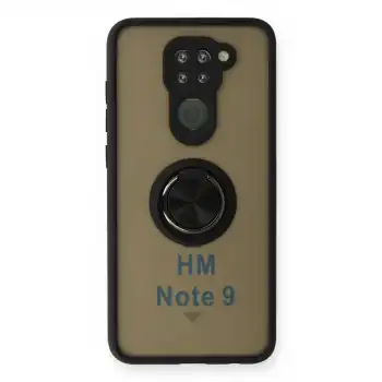 Xiaomi Redmi Note 9 Kılıf Montreal Yüzüklü Silikon Kapak - Siyah