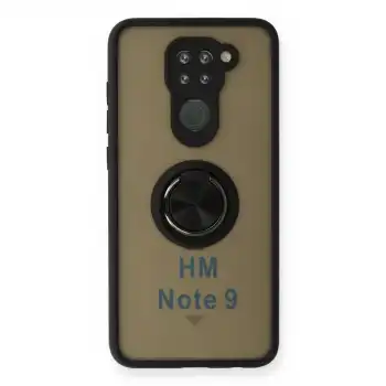 Xiaomi Redmi Note 9 Kılıf Montreal Yüzüklü Silikon Kapak - Siyah