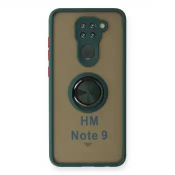 Xiaomi Redmi Note 9 Kılıf Montreal Yüzüklü Silikon Kapak - Yeşil