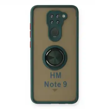 Xiaomi Redmi Note 9 Kılıf Montreal Yüzüklü Silikon Kapak - Yeşil