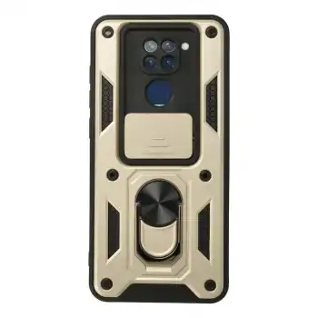 Xiaomi Redmi Note 9 Kılıf Pars Lens Yüzüklü Silikon - Gold
