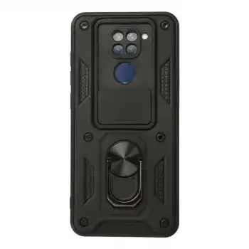 Xiaomi Redmi Note 9 Kılıf Pars Lens Yüzüklü Silikon - Siyah