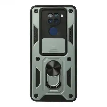 Xiaomi Redmi Note 9 Kılıf Pars Lens Yüzüklü Silikon - Yeşil