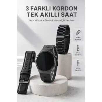 Yeni Nesil Akıllı Saat Bluetooth Görüşme, Sağlık Takibi, AMOLED Ekran ve 3 Kordon Seti