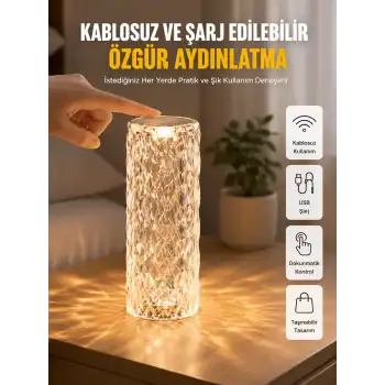 Yeni Nesil Modern Kristal Masa ve Gece Lambası Dokunmatik Renk Değiştirebilen