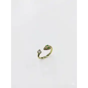Yeşil Gözlü Yılan Detaylı Yüzük
